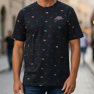 👕 Nike The Nike Tee Men’s L Black Multicolor Logo Graphic T-Shirt